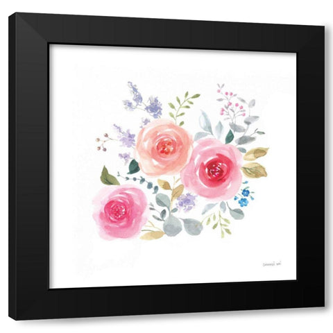 Lush Roses IV Black Modern Wood Framed Art Print with Double Matting by Nai, Danhui