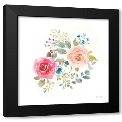 Lush Roses V Black Modern Wood Framed Art Print by Nai, Danhui