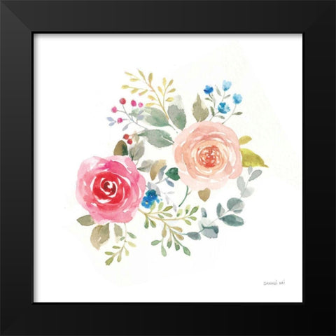 Lush Roses V Black Modern Wood Framed Art Print by Nai, Danhui