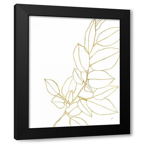 Gold Magnolia Branch II Black Modern Wood Framed Art Print by Panganiban, Karyn