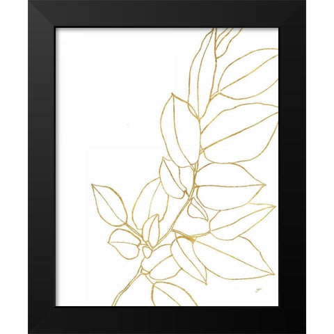 Gold Magnolia Branch II Black Modern Wood Framed Art Print by Panganiban, Karyn