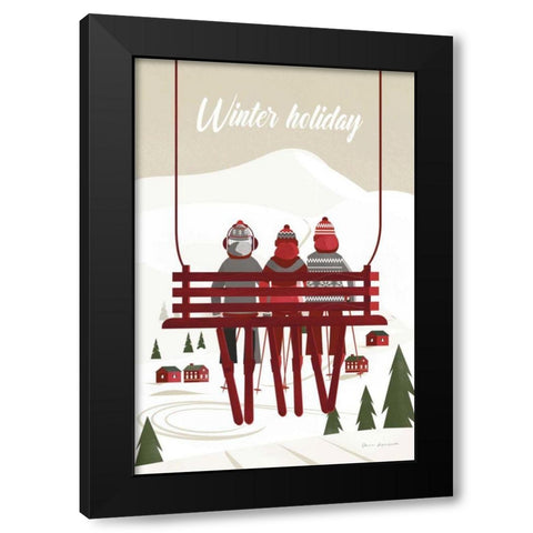 Winter Holiday Red Black Modern Wood Framed Art Print by Escalante, Omar