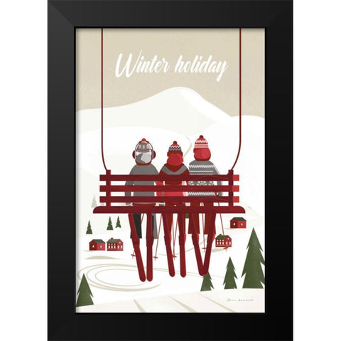 Winter Holiday Red Black Modern Wood Framed Art Print by Escalante, Omar