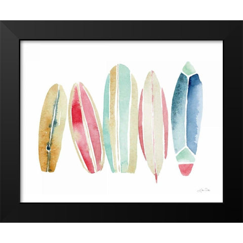 Surfboards in a Row Black Modern Wood Framed Art Print by Pete, Katrina