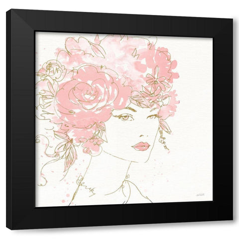 Floral Figures I Pink Gold Sq Black Modern Wood Framed Art Print with Double Matting by Tavoletti, Anne
