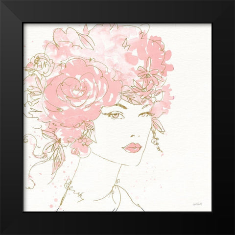 Floral Figures I Pink Gold Sq Black Modern Wood Framed Art Print by Tavoletti, Anne