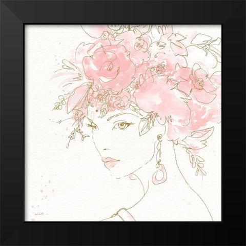 Floral Figures II Pink Gold Sq Black Modern Wood Framed Art Print by Tavoletti, Anne