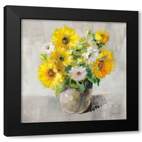 Sunflower Still Life I on Gray Black Modern Wood Framed Art Print with Double Matting by Nai, Danhui