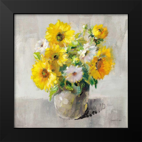 Sunflower Still Life I on Gray Black Modern Wood Framed Art Print by Nai, Danhui