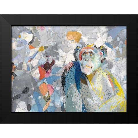 Abstract Chimpanzee Black Modern Wood Framed Art Print by Nai, Danhui