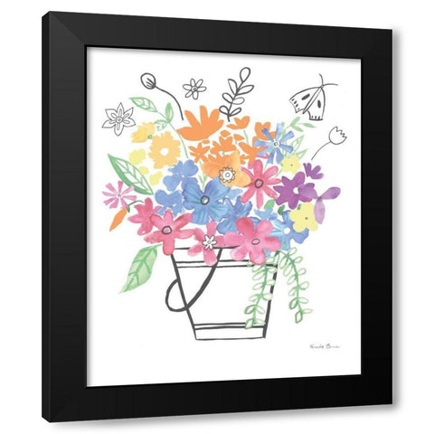 Floral Magic I Pastel Black Modern Wood Framed Art Print by Zaman, Farida