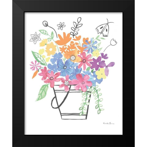 Floral Magic I Pastel Black Modern Wood Framed Art Print by Zaman, Farida