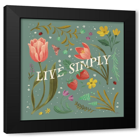 Spring Botanicals VI Sage Black Modern Wood Framed Art Print by Penner, Janelle