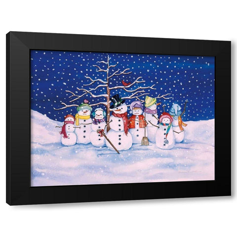 Snow Family Black Modern Wood Framed Art Print by McKenna, Kathleen Parr