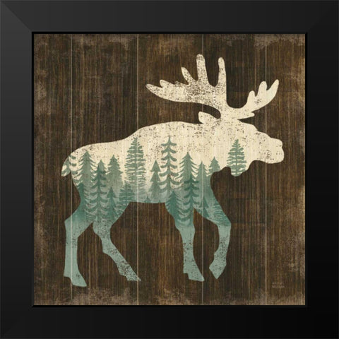 Simple Living Moose Silhouette Black Modern Wood Framed Art Print by Mullan, Michael