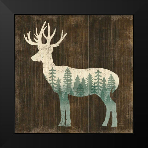 Simple Living Deer Silhouette Black Modern Wood Framed Art Print by Mullan, Michael