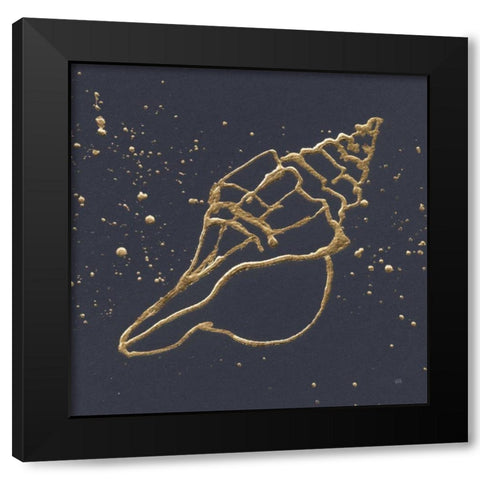 Gold Conch II Black Modern Wood Framed Art Print with Double Matting by Paschke, Chris