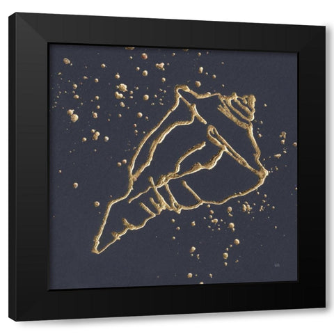 Gold Conch IV Black Modern Wood Framed Art Print with Double Matting by Paschke, Chris