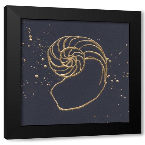 Gold Nautilus II Black Modern Wood Framed Art Print with Double Matting by Paschke, Chris
