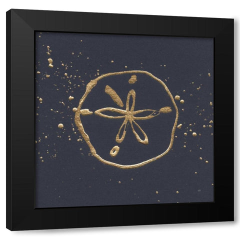 Gold Sand Dollar I Black Modern Wood Framed Art Print by Paschke, Chris