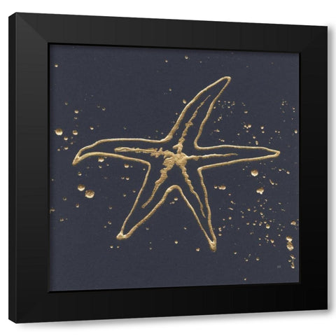 Gold Starfish I Black Modern Wood Framed Art Print by Paschke, Chris