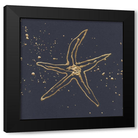 Gold Starfish II Black Modern Wood Framed Art Print with Double Matting by Paschke, Chris