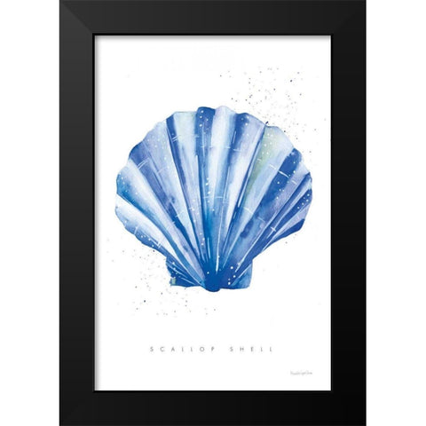 Scallop Shell Black Modern Wood Framed Art Print by Charro, Mercedes Lopez
