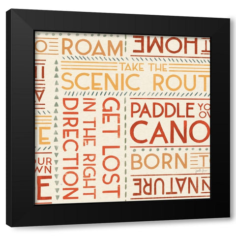 Born to Roam Pattern VB Black Modern Wood Framed Art Print with Double Matting by Penner, Janelle