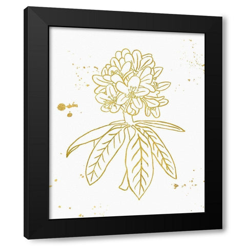 Gold Blooms II Black Modern Wood Framed Art Print with Double Matting by Wild Apple Portfolio