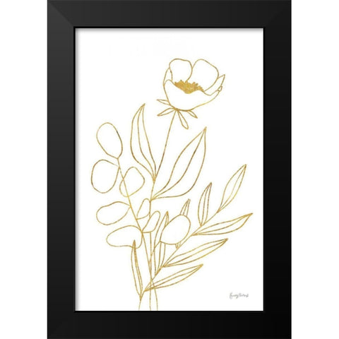 Rooted Florals IV Gold Black Modern Wood Framed Art Print by Thorns, Becky