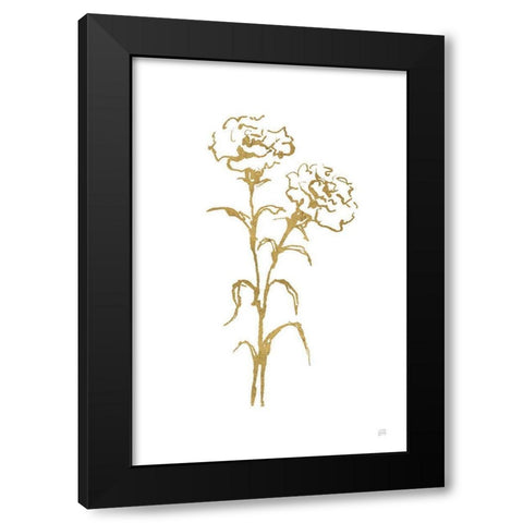 Gold Line Carnation II Black Modern Wood Framed Art Print by Paschke, Chris