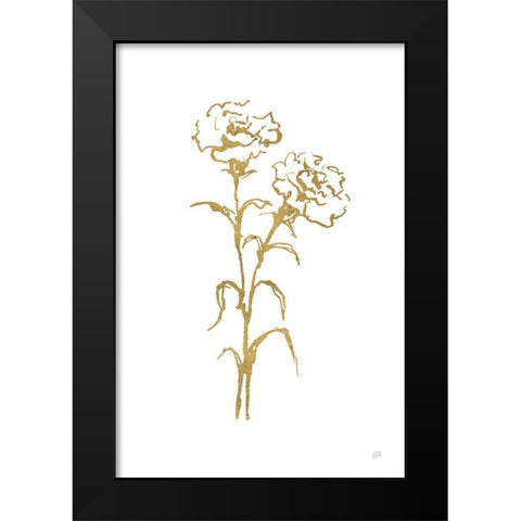 Gold Line Carnation II Black Modern Wood Framed Art Print by Paschke, Chris