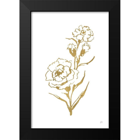 Gold Line Carnation III Black Modern Wood Framed Art Print by Paschke, Chris