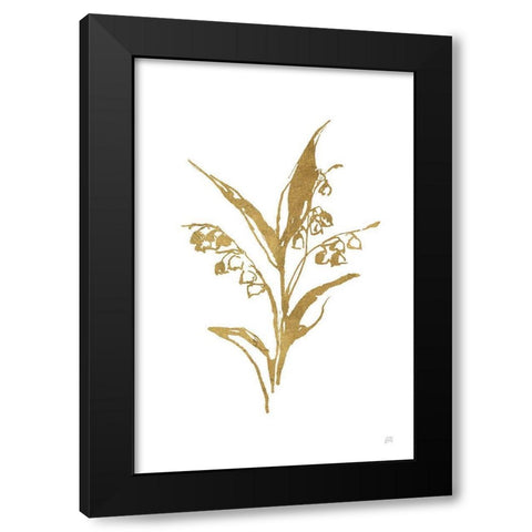 Gold Line Lily of the Valley I Black Modern Wood Framed Art Print with Double Matting by Paschke, Chris