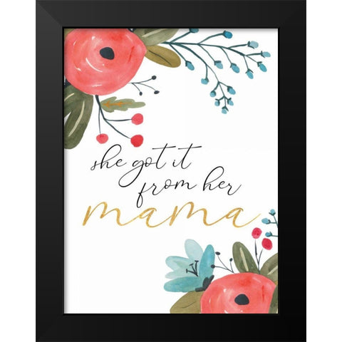 Romantic Floral VI Sentiment Black Modern Wood Framed Art Print by Wild Apple Portfolio