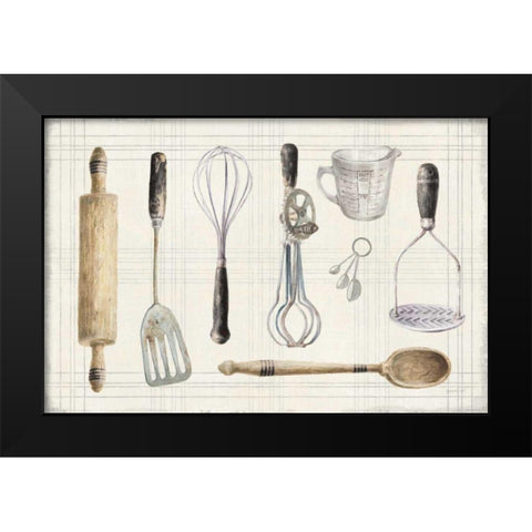 Floursack Kitchen IX Dark Black Modern Wood Framed Art Print by Nai, Danhui