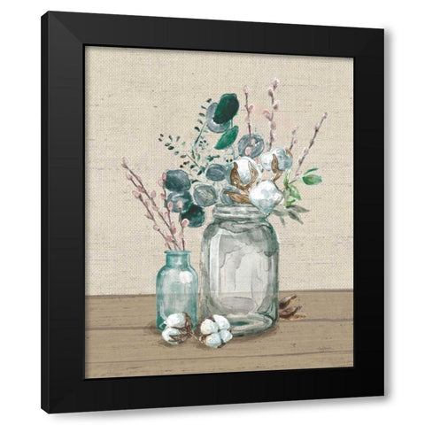 Cotton Bouquet II No Pattern Black Modern Wood Framed Art Print by Urban, Mary