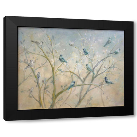 Spring Gathering Black Modern Wood Framed Art Print by Nai, Danhui