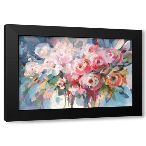 Fullness of Flowers Black Modern Wood Framed Art Print by Nai, Danhui