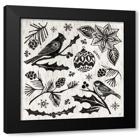 Woodcut Christmas VI Black Modern Wood Framed Art Print by Brissonnet, Daphne