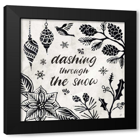 Woodcut Christmas VII Black Modern Wood Framed Art Print with Double Matting by Brissonnet, Daphne