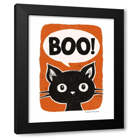 Boo Cat Black Modern Wood Framed Art Print with Double Matting by Snowdon, Alexandra