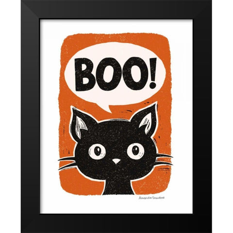 Boo Cat Black Modern Wood Framed Art Print by Snowdon, Alexandra