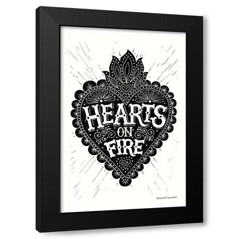 hearts.on.fire Black Modern Wood Framed Art Print by Snowdon, Alexandra