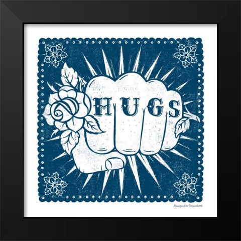 Hugs in Hand Black Modern Wood Framed Art Print by Snowdon, Alexandra