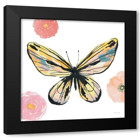 Beautiful Butterfly II Teal No Words Black Modern Wood Framed Art Print with Double Matting by Miller, Sara Zieve