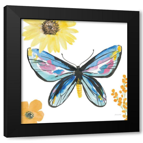 Beautiful Butterfly III Blue No Words Black Modern Wood Framed Art Print with Double Matting by Miller, Sara Zieve