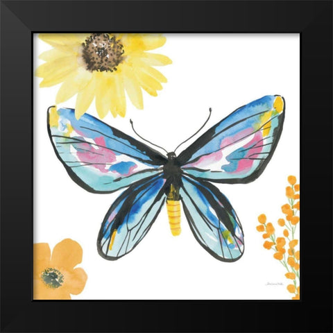 Beautiful Butterfly III Blue No Words Black Modern Wood Framed Art Print by Miller, Sara Zieve