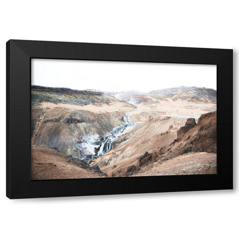 Reykjadalur Hot River Black Modern Wood Framed Art Print by Marshall, Laura