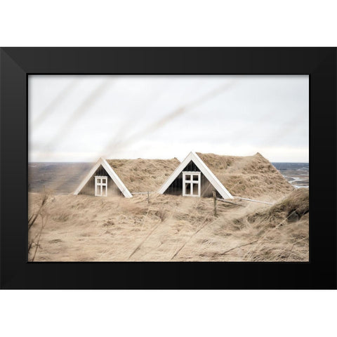 Selid Turf Houses Black Modern Wood Framed Art Print by Marshall, Laura
